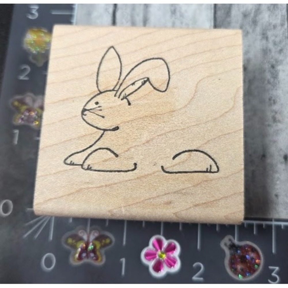 Limited Edition Rabbit Bunny Outline Sketch 1997 Rubber Stamp Wood #A19